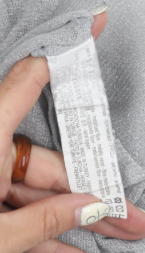 Zara Women's Silver Sheer T-Shirt Size 10