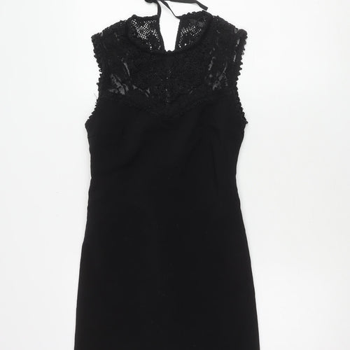 Zara Women's Black Short Sleeveless Lace Dress