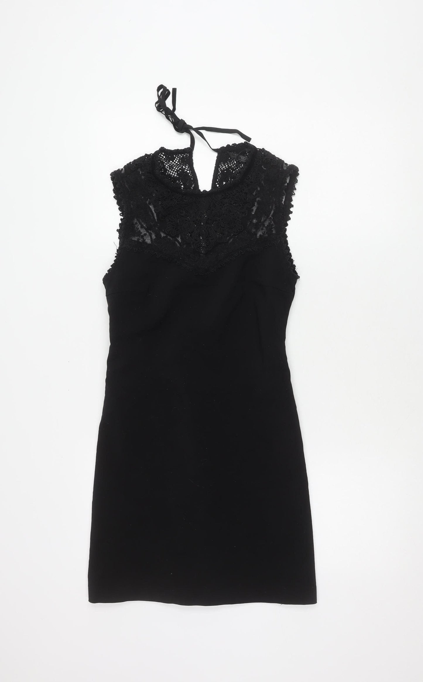 Zara Women's Black Short Sleeveless Lace Dress