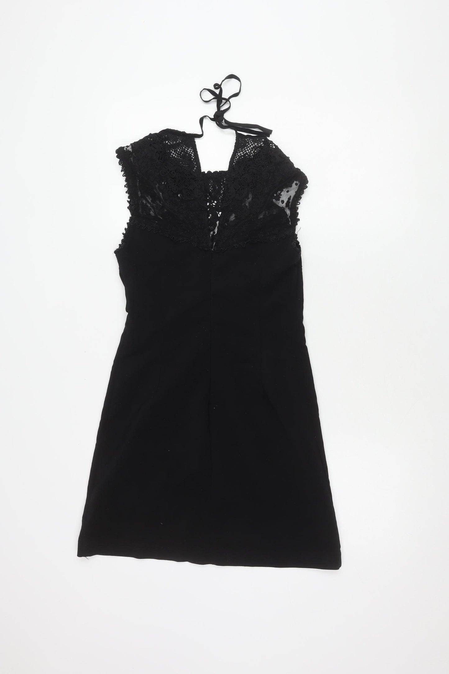 Zara Women's Black Short Sleeveless Lace Dress