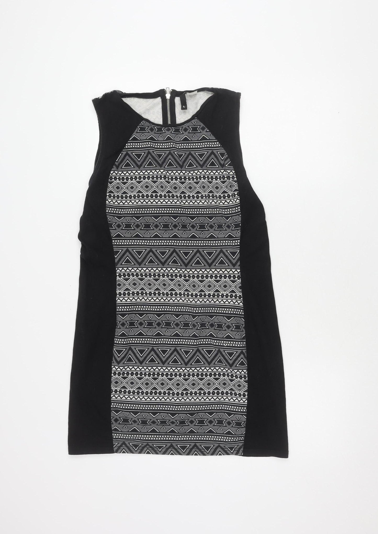 H&M Women's Black Geometric Knit Dress Large