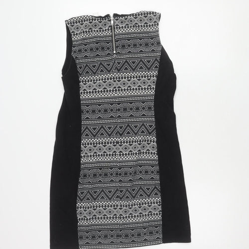 H&M Women's Black Geometric Knit Dress Large