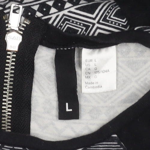 H&M Women's Black Geometric Knit Dress Large