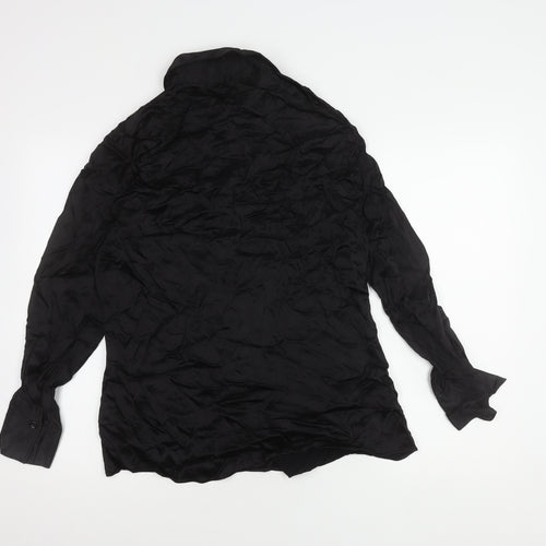Zara Women's Black Silk Blend Button-Up Shirt