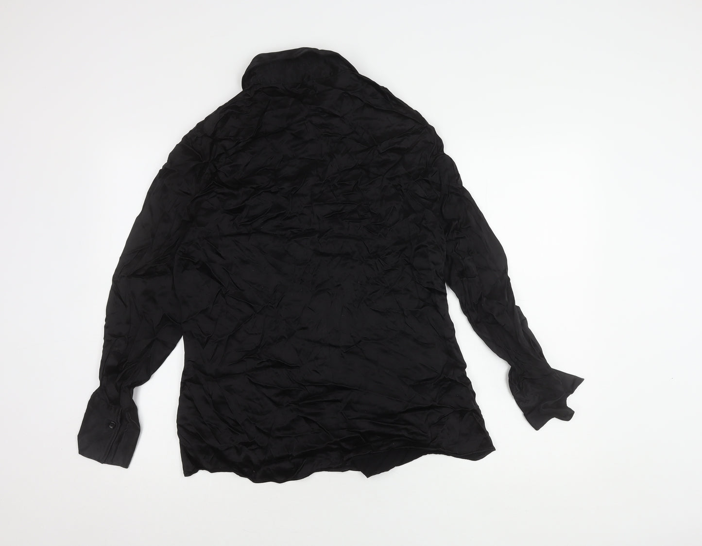 Zara Women's Black Silk Blend Button-Up Shirt