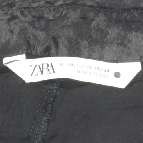 Zara Women's Black Silk Blend Button-Up Shirt