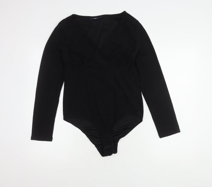 Kiabi Women's Black Wrap Bodysuit Size M