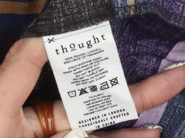 Thought Women's Multicoloured Striped Midi Skirt Size 8