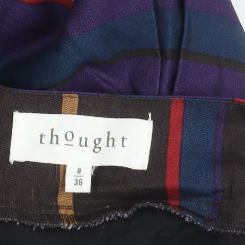Thought Women's Multicoloured Striped Midi Skirt Size 8