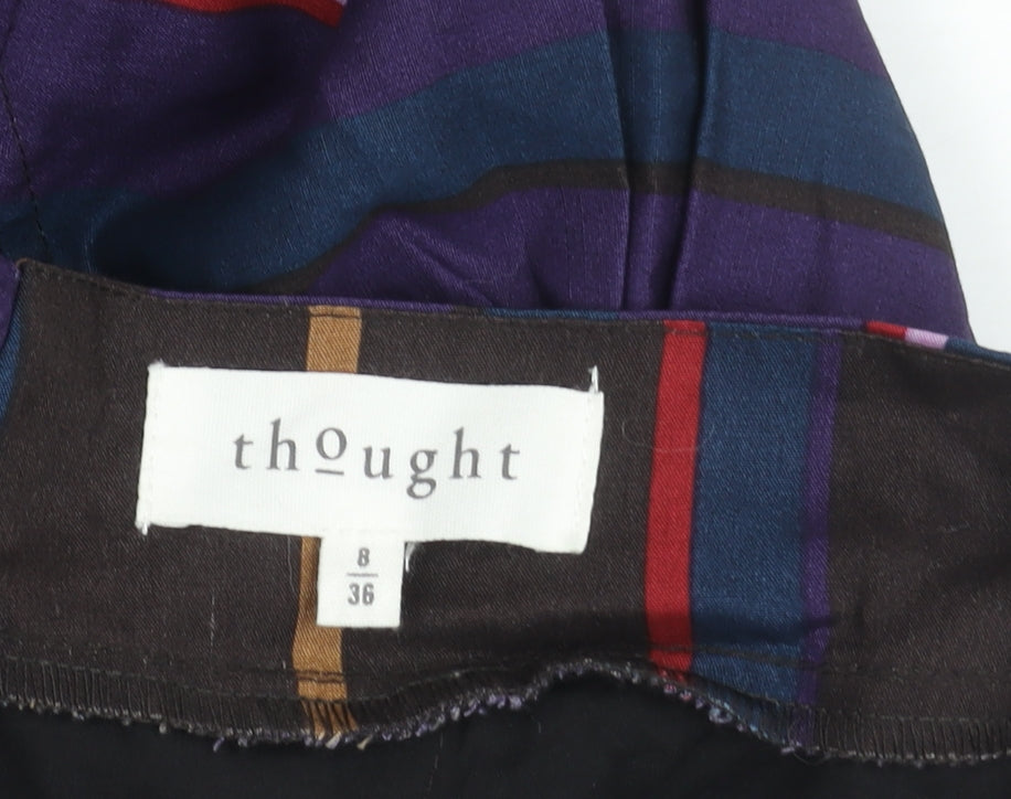 Thought Women's Multicoloured Striped Midi Skirt Size 8
