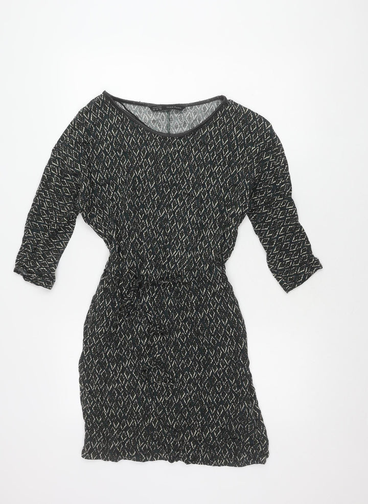 Zara Basic Women's Black Geometric Dress XS