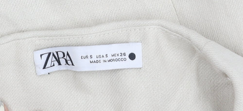 Zara Women's Beige Blouse 6 Button Accent Elegant
