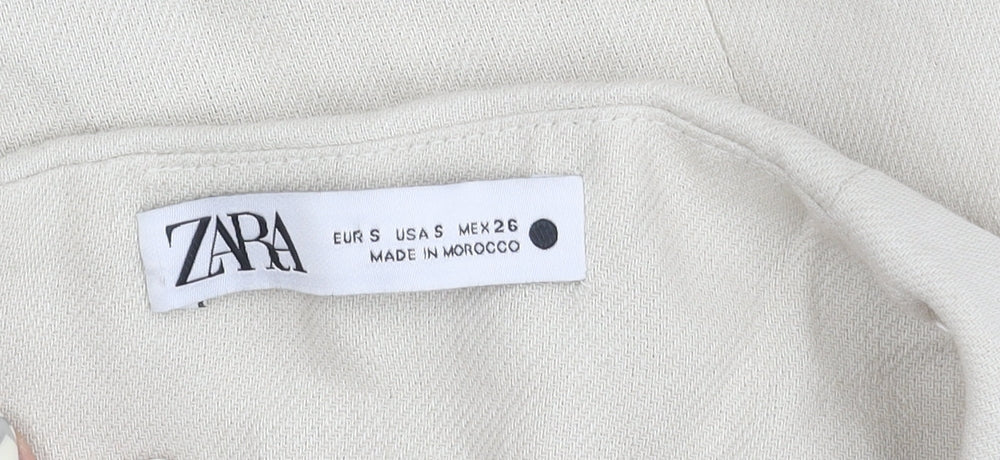 Zara Women's Beige Blouse 6 Button Accent Elegant