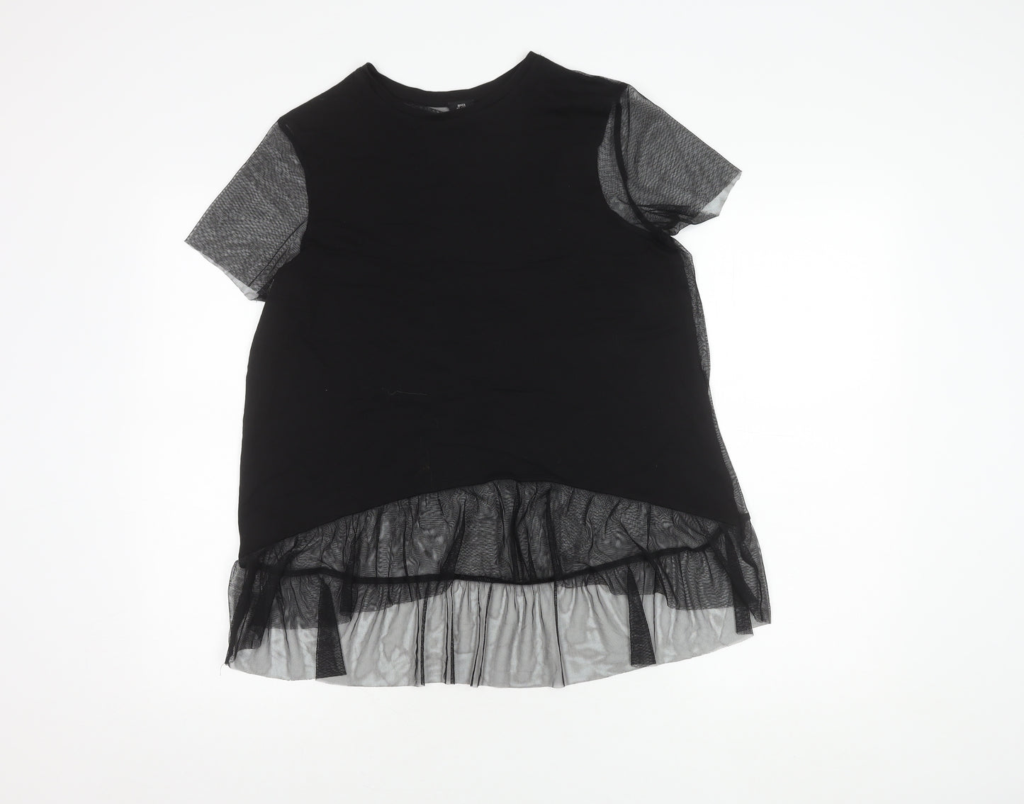 River Island Women's Black Mesh Short Sleeve Top Size 8