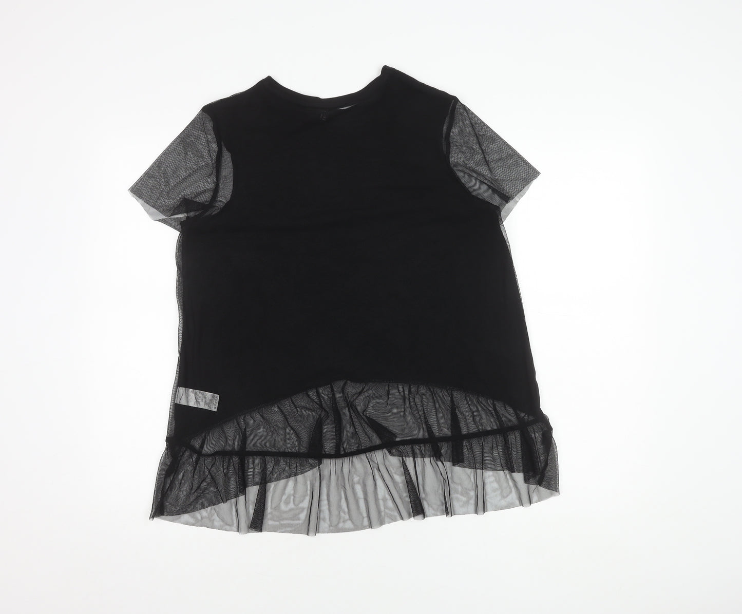 River Island Women's Black Mesh Short Sleeve Top Size 8