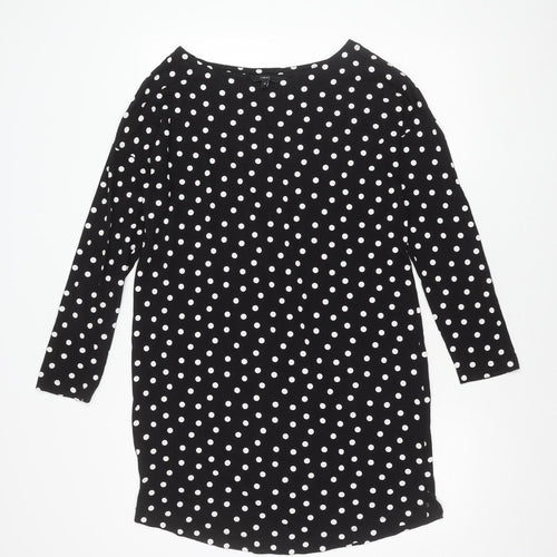 Next Women's Black Polka Dot Cotton Dress Size 10