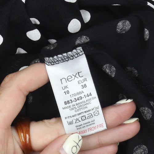 Next Women's Black Polka Dot Cotton Dress Size 10
