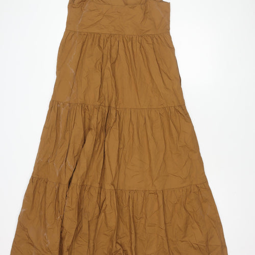 Zara Women's Brown Cotton Sleeveless Dress S