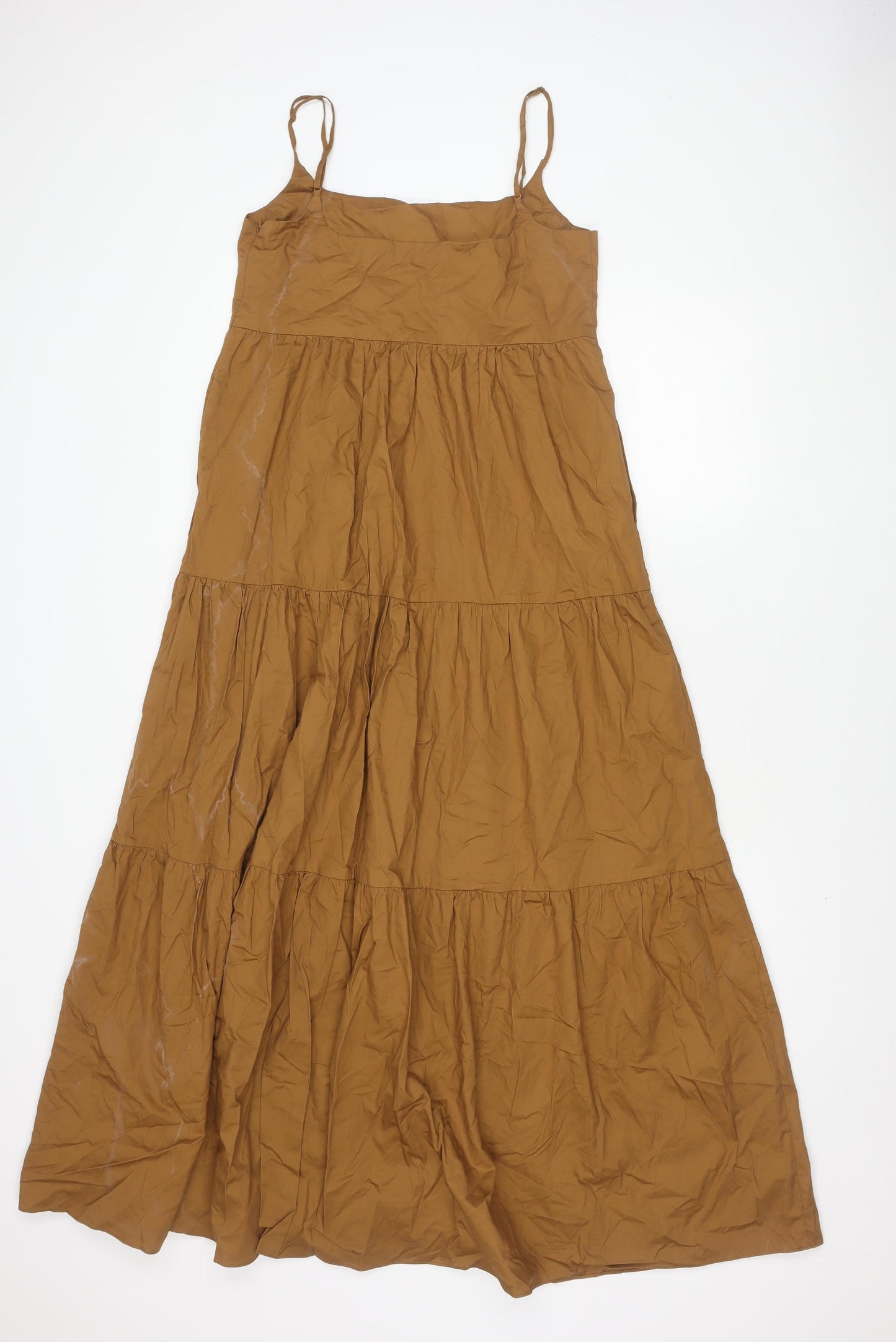 Zara Women's Brown Cotton Sleeveless Dress S