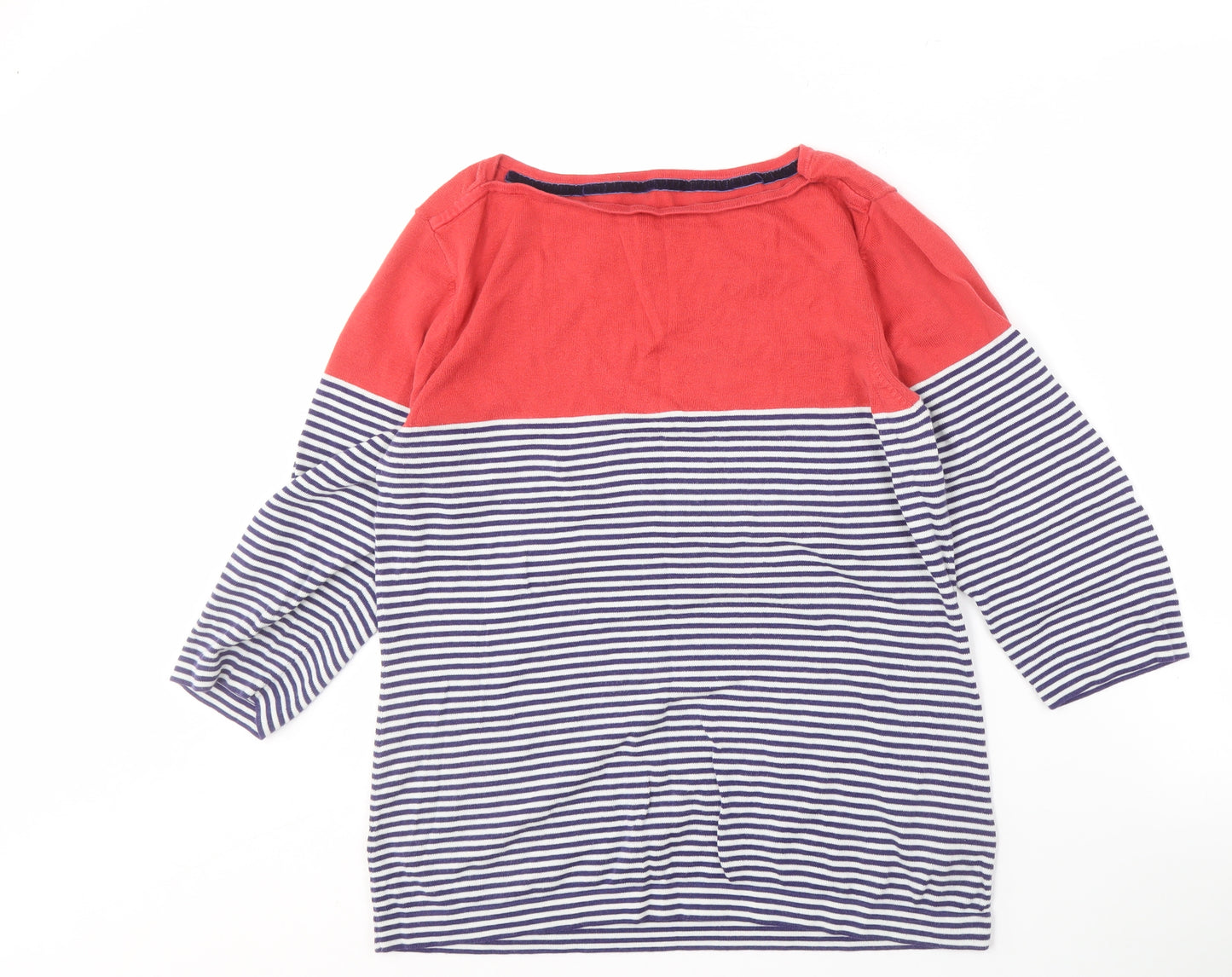 Joules Women's Red Striped Cotton T-Shirt, Size 16