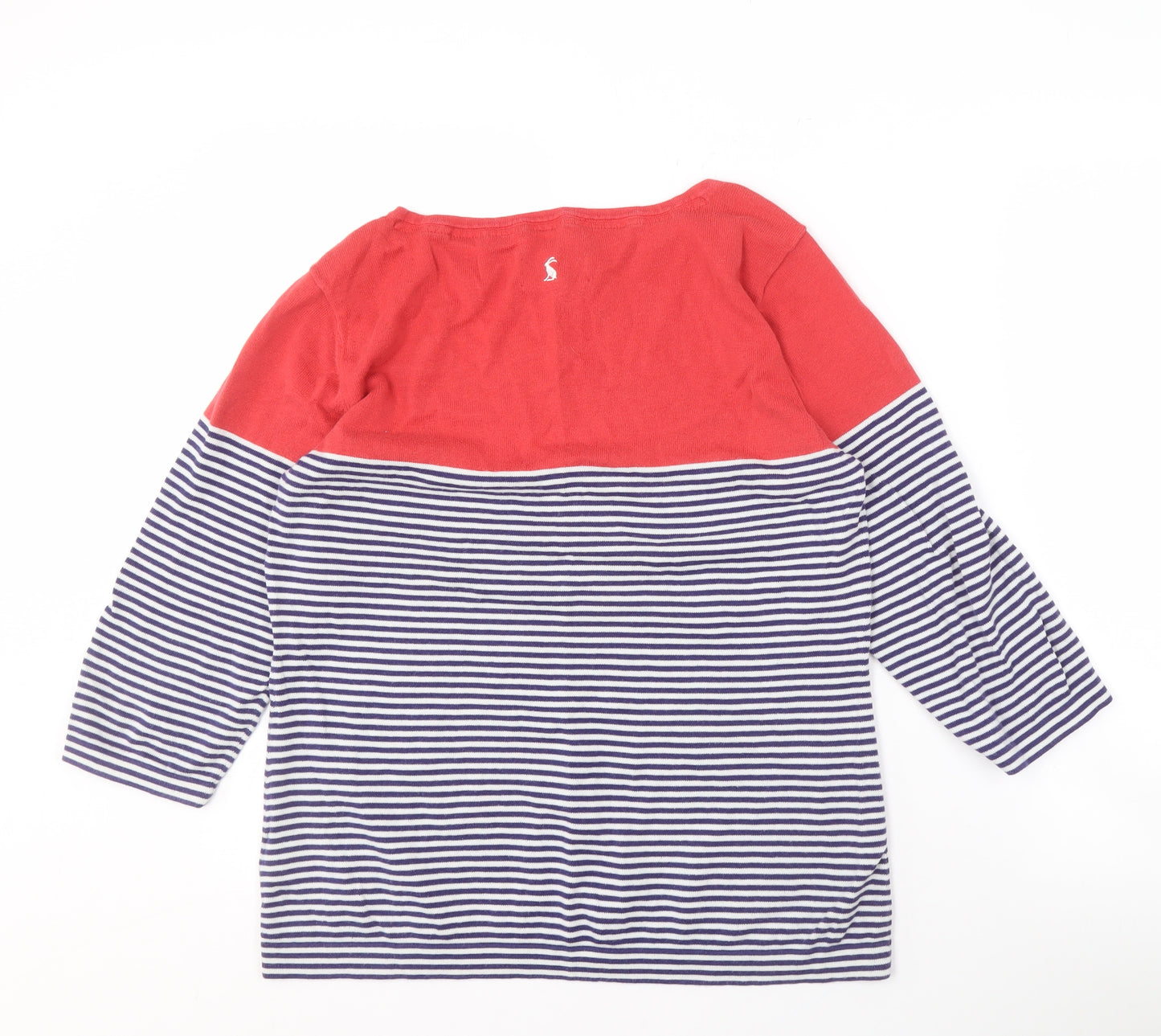 Joules Women's Red Striped Cotton T-Shirt, Size 16