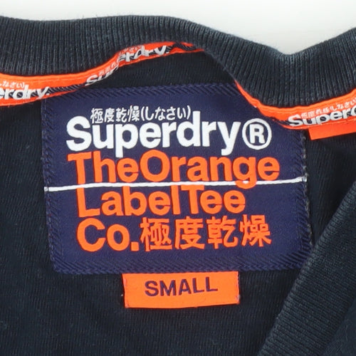 Superdry Men's Blue Striped T-Shirt Small Logo Accents