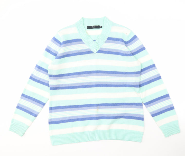 Isle Essentials Women's Multicoloured V-Neck Jumper M