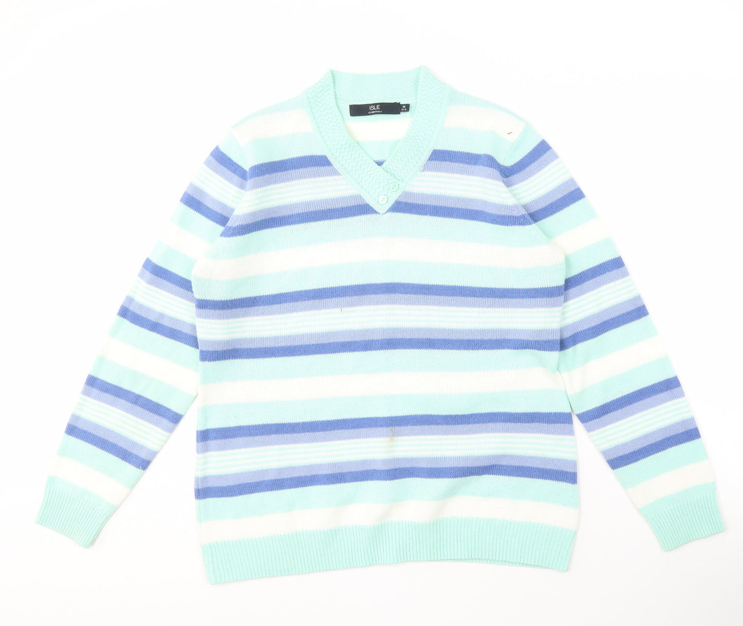 Isle Essentials Women's Multicoloured V-Neck Jumper M
