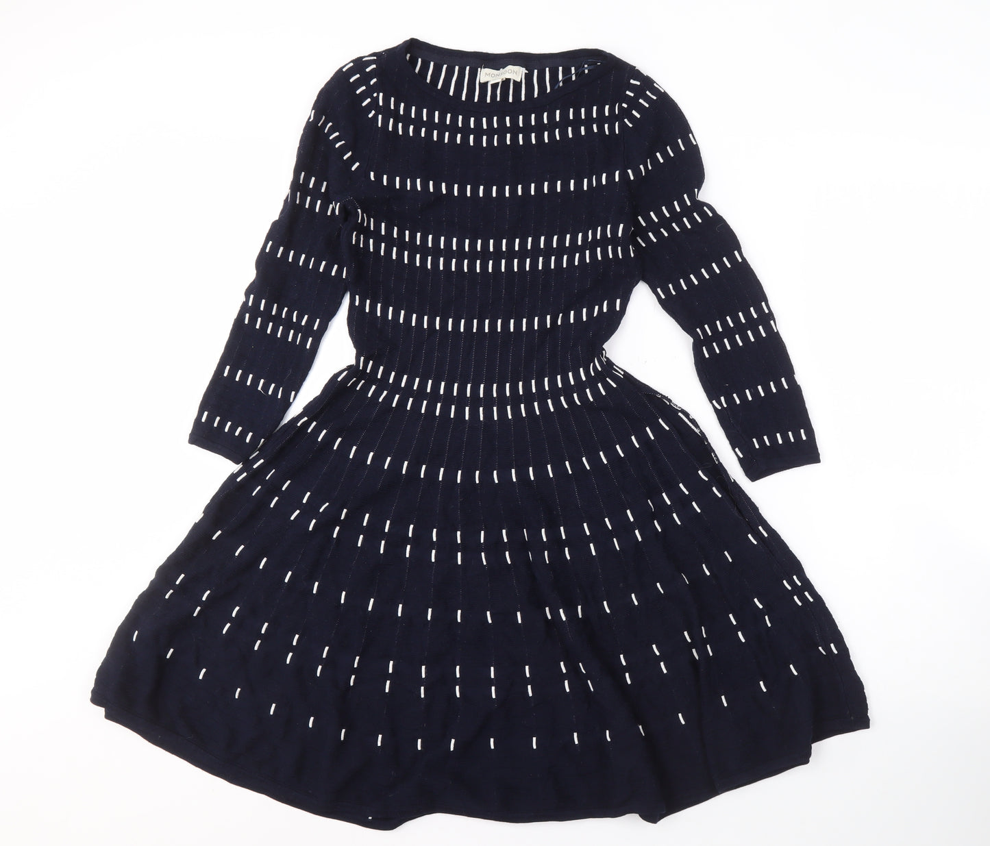 Monsoon Women's Black Knit Dress S Round Neck