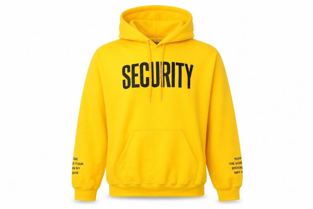 Front view of Gildan Men's Yellow Security Hoodie S Pullover