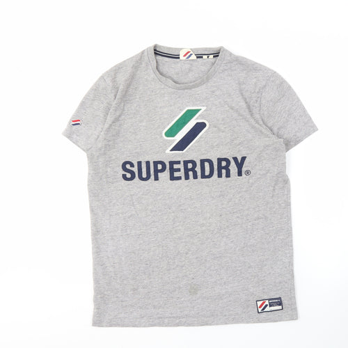 Superdry Men's Grey Logo T-Shirt Small Short Sleeve