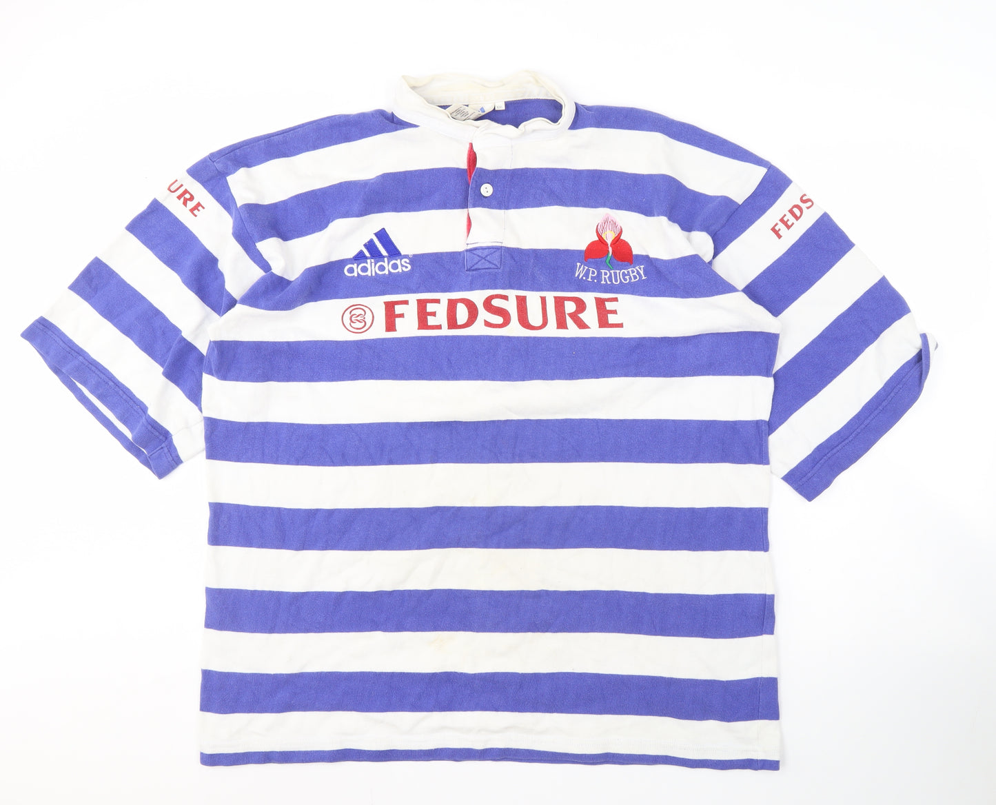 Adidas Men’s Blue Striped Polo Shirt 2XL Rugby