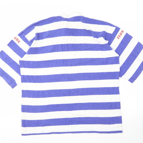 Adidas Men’s Blue Striped Polo Shirt 2XL Rugby
