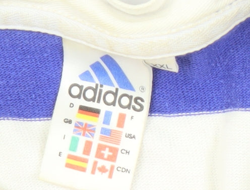 Adidas Men’s Blue Striped Polo Shirt 2XL Rugby