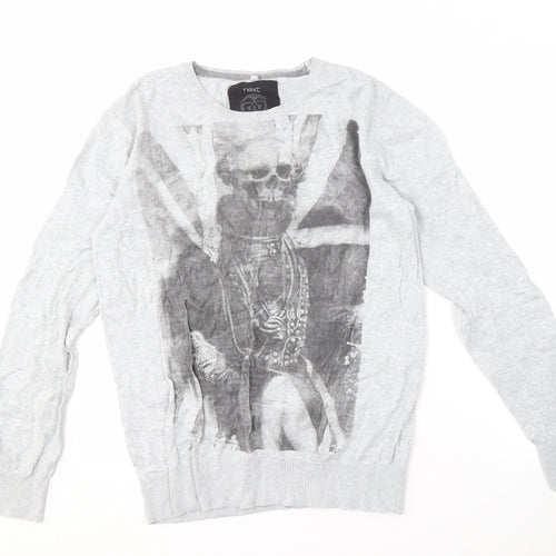 Next Men's Grey M Graphic Print Cotton Pullover