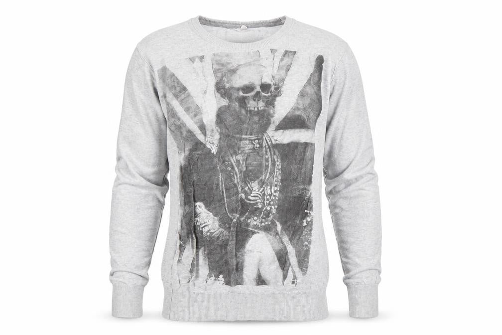 Front view of Next Men's Grey M Graphic Print Cotton Pullover