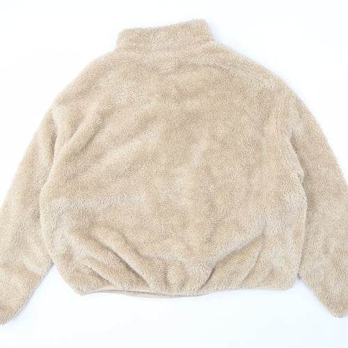 H&M Women's Beige XL Pullover Sweatshirt, Fleece, Zip Neck