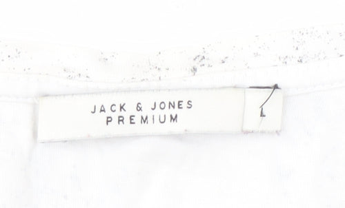 Jack & Jones Men's White Graphic Print T-Shirt L