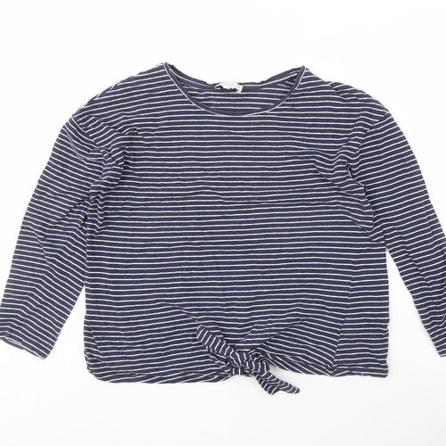 Warehouse Women's Blue Striped T-Shirt Size 14