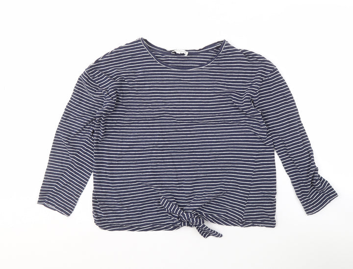 Warehouse Women's Blue Striped T-Shirt Size 14