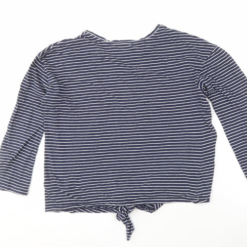 Warehouse Women's Blue Striped T-Shirt Size 14