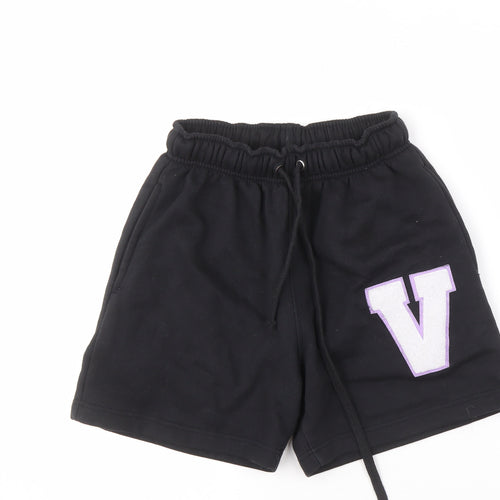 V Women's Black Athletic Shorts, Size S, Elastic Waist