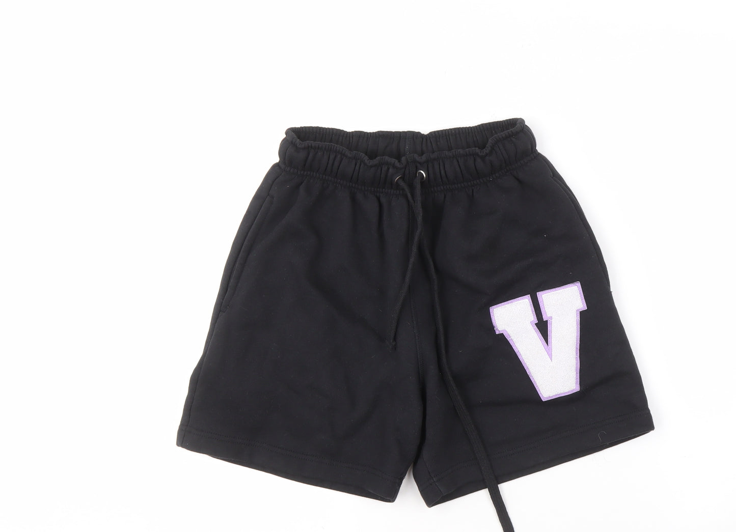 V Women's Black Athletic Shorts, Size S, Elastic Waist