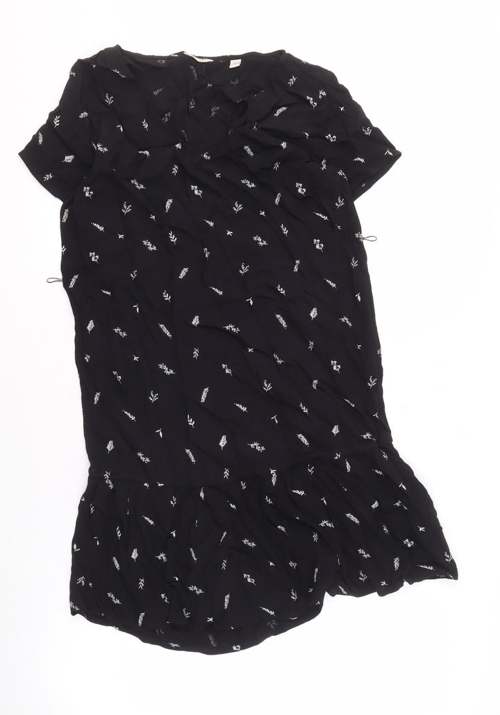 Jack Wills Women's Black Floral Dress UK 6