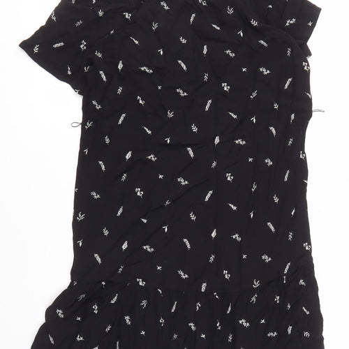 Jack Wills Women's Black Floral Dress UK 6