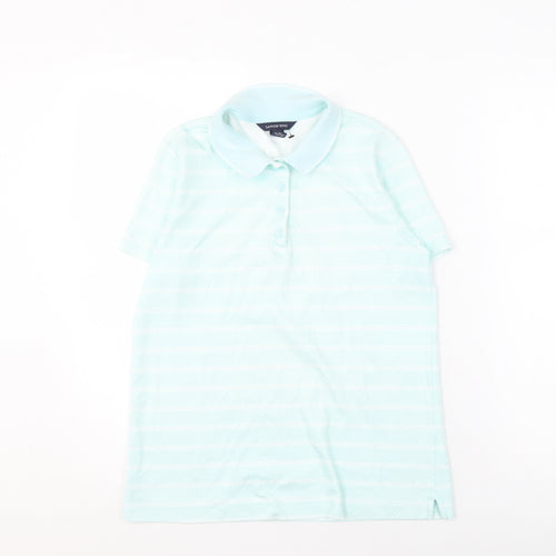 Lands' End Women's XS Blue Striped Polo Shirt