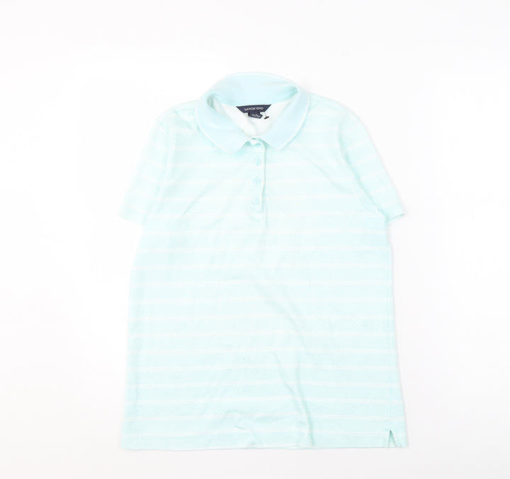 Lands' End Women's XS Blue Striped Polo Shirt