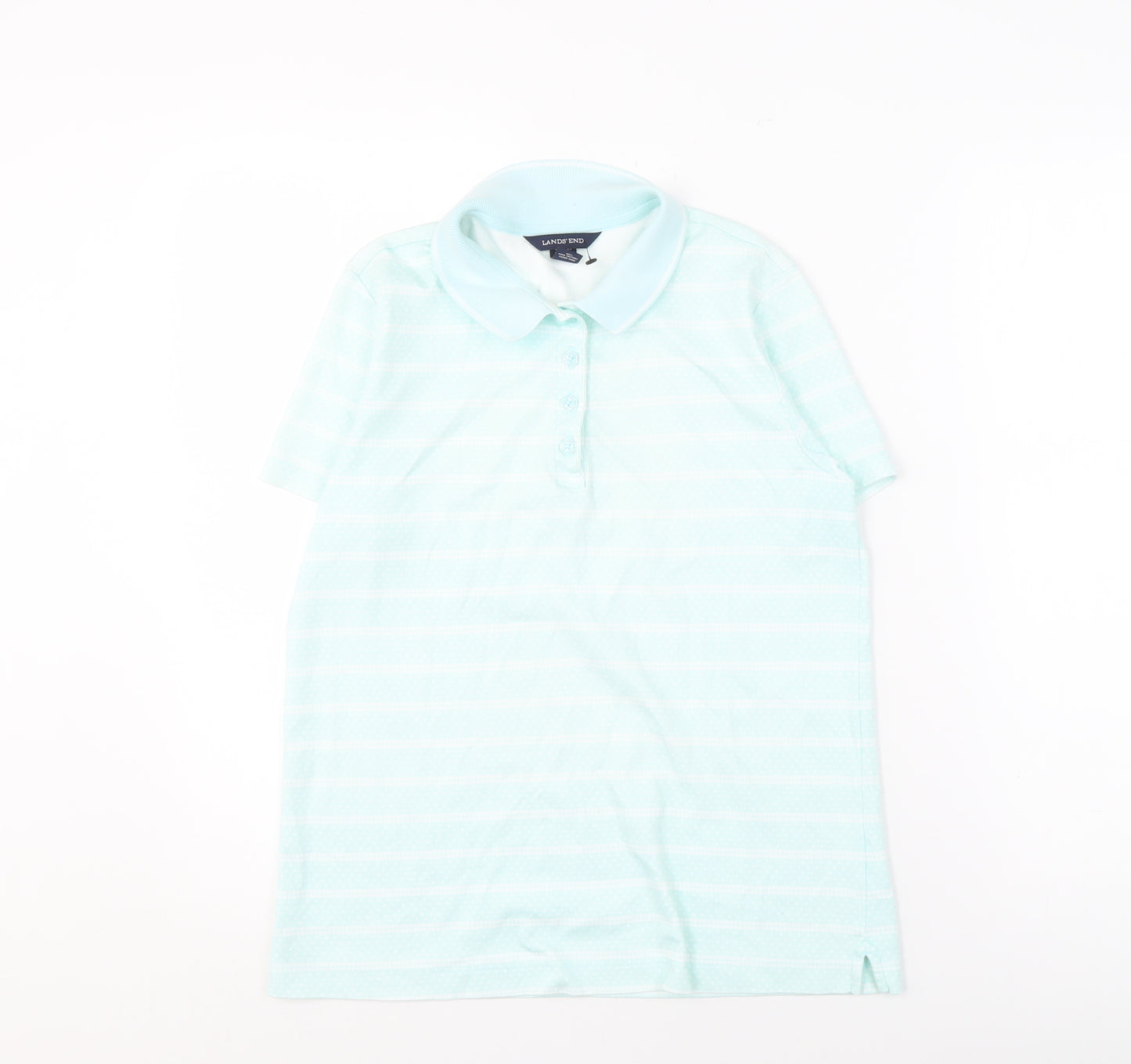 Lands' End Women's XS Blue Striped Polo Shirt