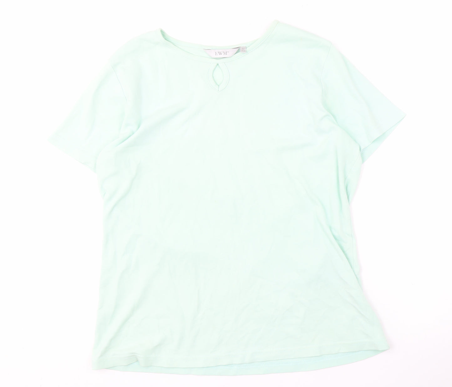 EWM Women's Green Cotton T-Shirt M Regular Fit