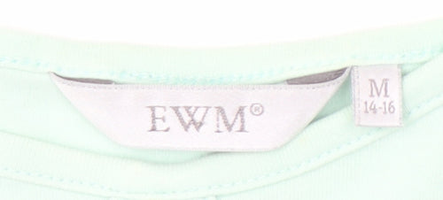 EWM Women's Green Cotton T-Shirt M Regular Fit